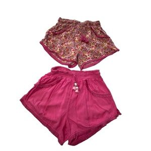Set Of 2 Floral and Solid Pink Pajama and Casual Summery Shorts